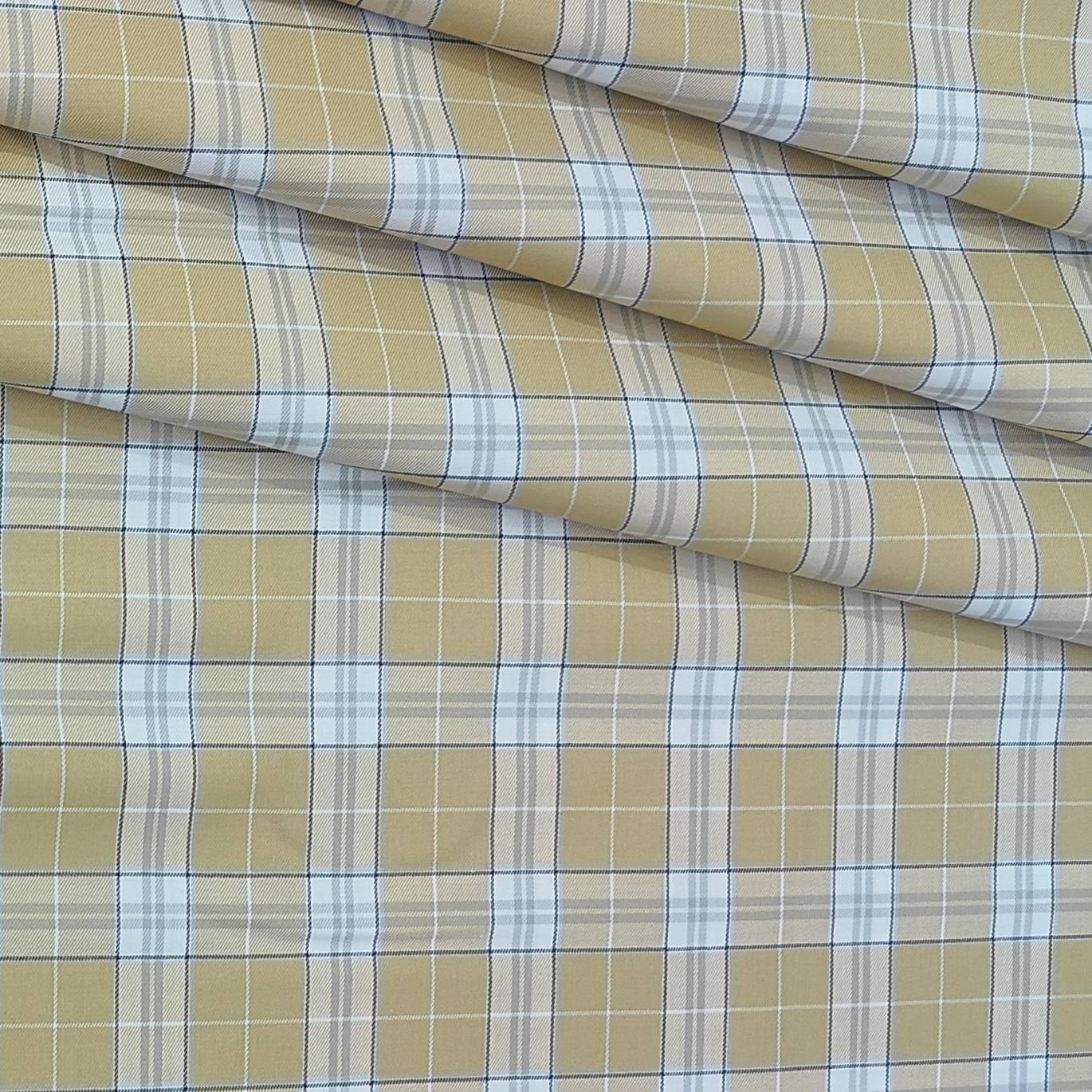 Shirt Fabric Donear Premium Giza Cotton Broad Check Colour Golden Brown